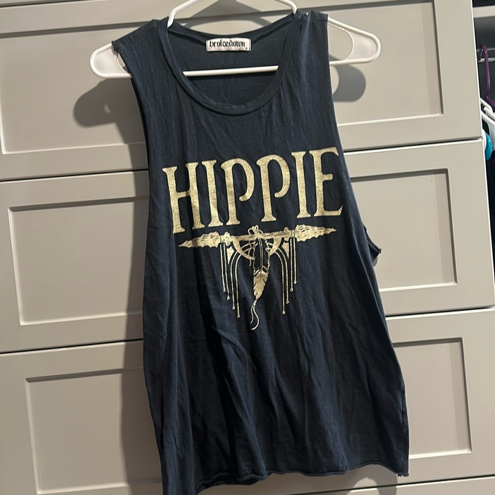 Broke down navy blue hippie muscle tank size small
